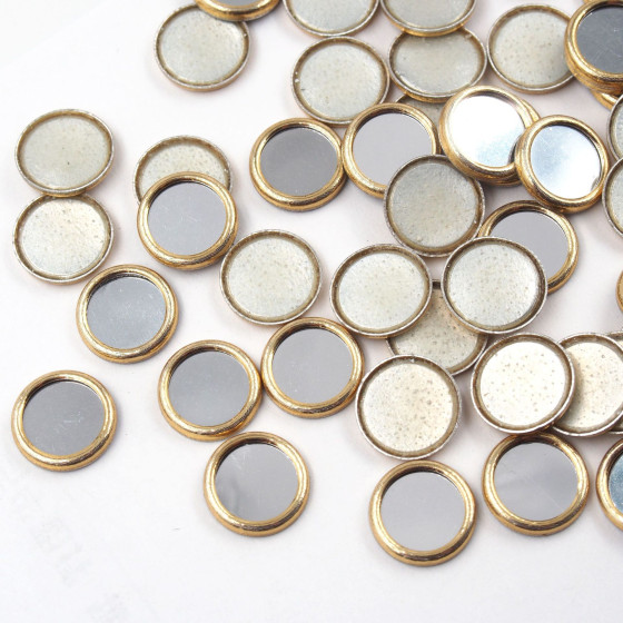 Factory Wholesale 11mm Gold Edged Silver Surface DIY Clothing Accessories Hot Stamping Sheet Wrapped Mirror Rhinestones